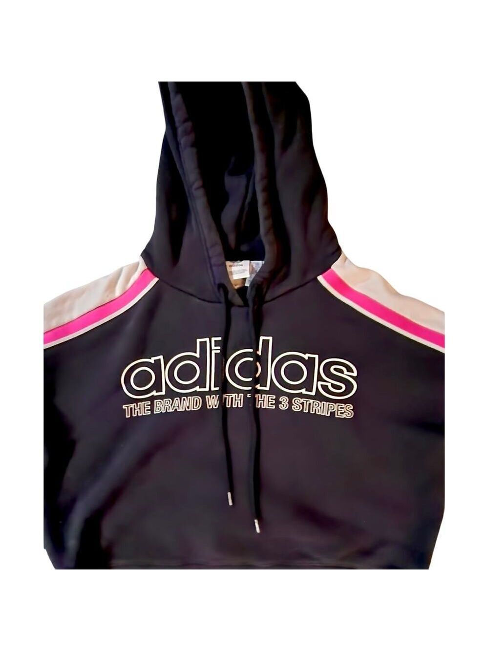 Rare Adidas Y2K Color-Block Cropped Hoodie 💗🖤 Retro Moto size xsmall - Picture 8 of 8